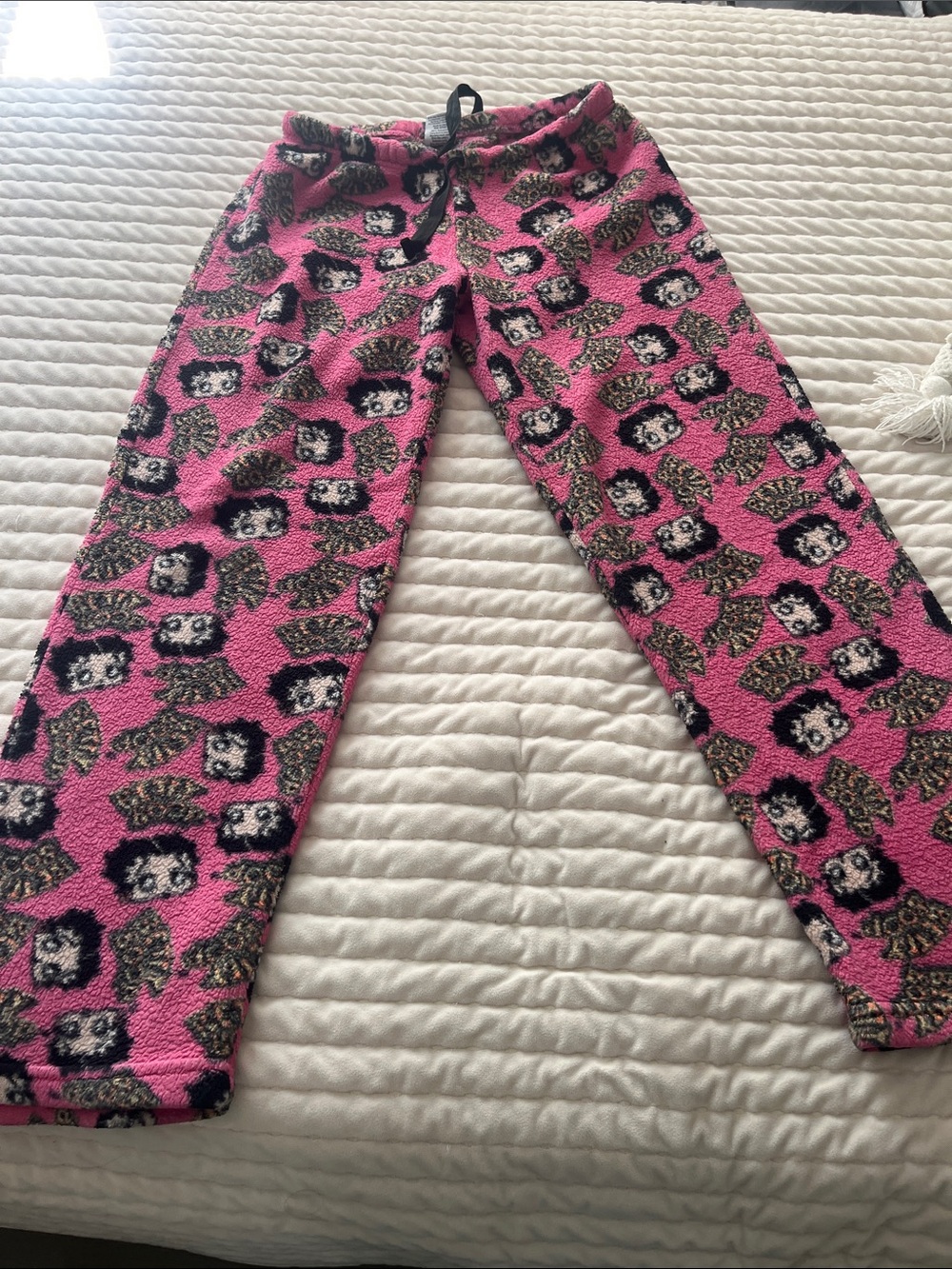 Betty Boop Pink Black Leopard Print Fleece Pajama Pants